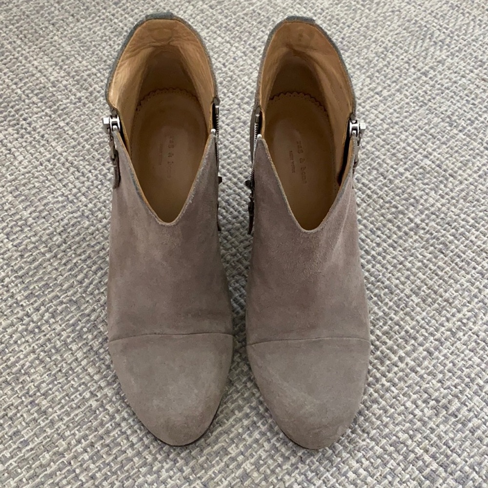 Rag and Bone Margot Suede Booties, Gray Size 38